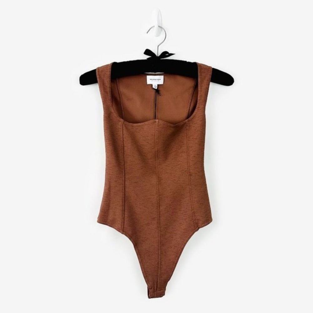 Who What Wear Haley Corset‎ Bodysuit Size XS Brown Casual Minimalist Girlcore